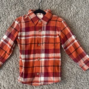 Kids Plaid Button-Down Shirt - Red and Orange
